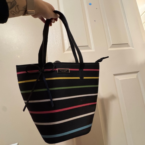 Kate Spade Black purse with Colorful Stripes - Picture 3 of 7